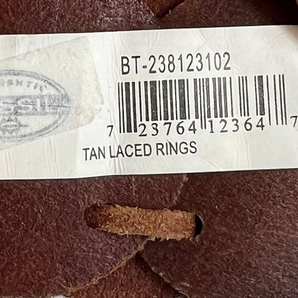 Fossil Tan Laced Rings Leather Belt With Braided Design Medium - Picture 2 of 10
